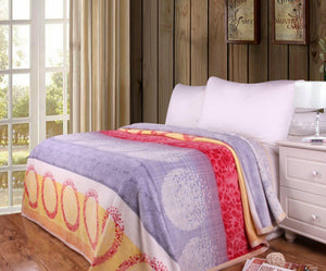 DaDa Bedding Seashore Sunny Yellow Lavender Floral Flannel Mink Fleece Throw Blanket (XY9901)