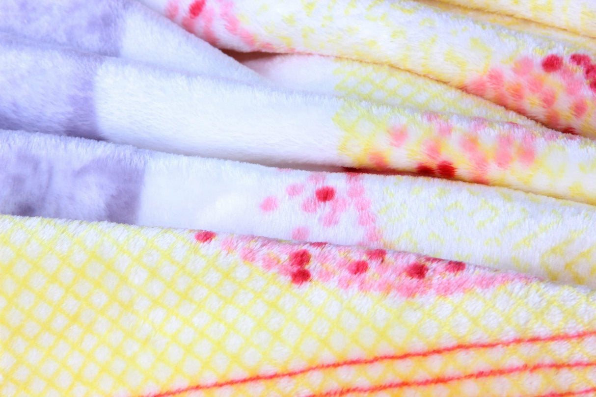 DaDa Bedding Seashore Sunny Yellow Lavender Floral Flannel Mink Fleece Throw Blanket (XY9901)