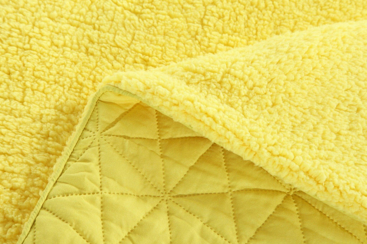 DaDa Bedding Happy Sunny Yellow Bright Quilted Ultra Sonic Reversible Throw Blanket Bedspread (BJ0107)