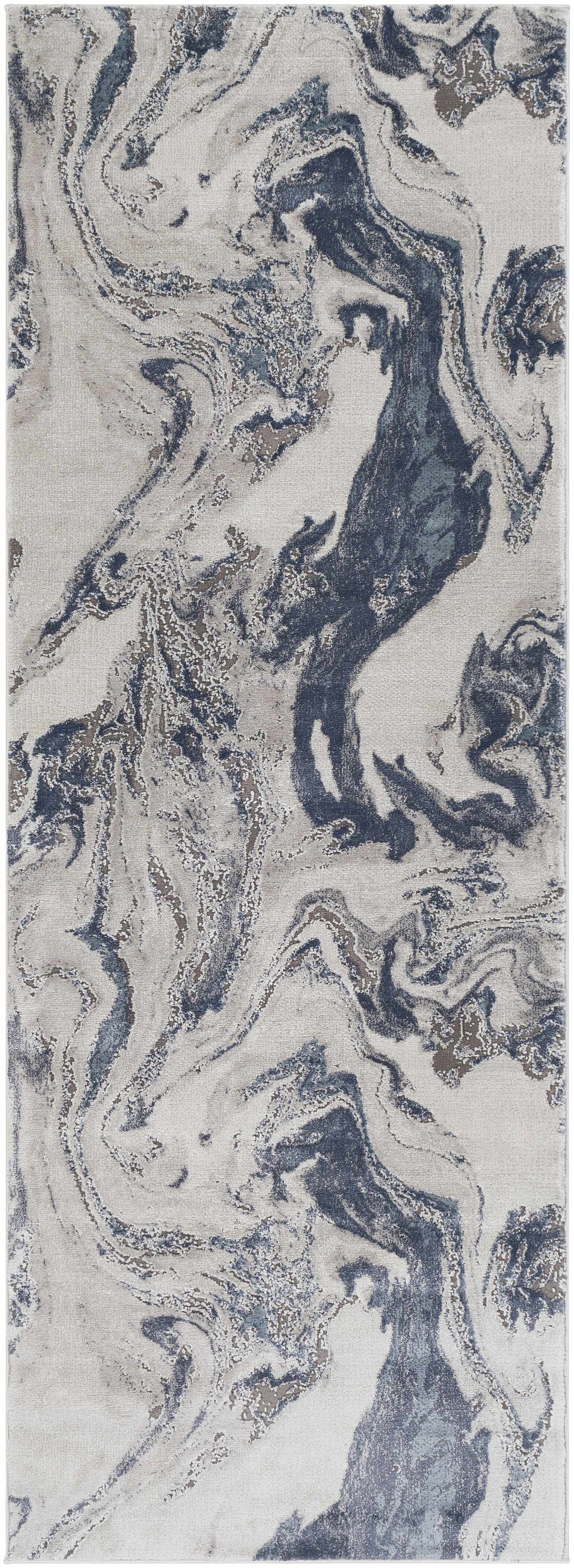 Moana Denim Blue Marble Area Rug