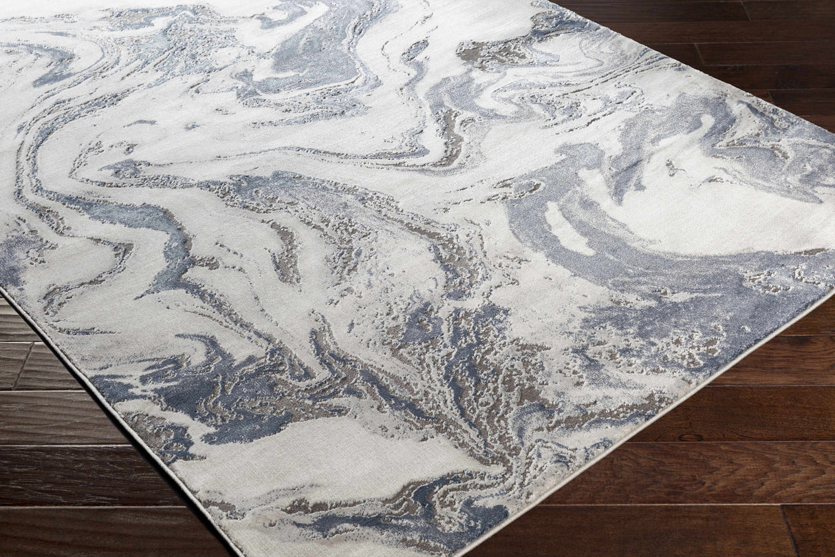 Moana Denim Blue Marble Area Rug