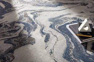 Moana Denim Blue Marble Area Rug