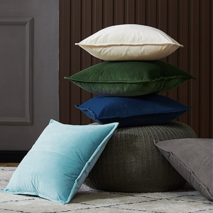 Velvet Throw Pillows pack of 2, size 12"x20, 18"x18", 20"x20" and various color options