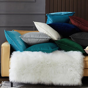 Velvet Throw Pillow  pack of 1, size 12"x20, 18"x18", 20"x20" options, Blue, velvet, 12X20 – Fancy & Stacy