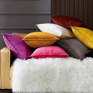 Velvet Throw Pillows pack of 2, size 12"x20, 18"x18", 20"x20" and various color options