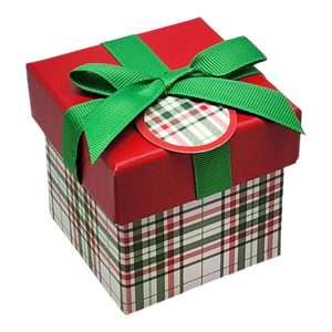 Gift Box Cube for Gift Cards - 3" x 3" - Christmas Plaid