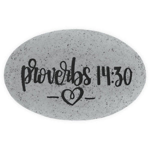 Proverb Stone - A Heart at Peace Gives Life to the Body