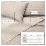 100% Cotton Honeycomb Waffle Garment Washed Quilt Set - Genevieve Collection