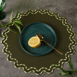 Elysian Dark Green Round Faux Leather Placemat