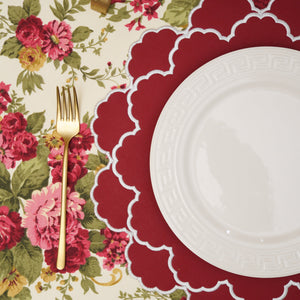 Timeless Red Scalloped Faux Leather Placemat