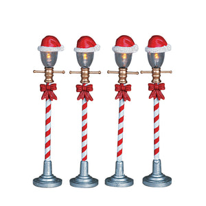 Santa Hat Street Light - 4 Piece Set