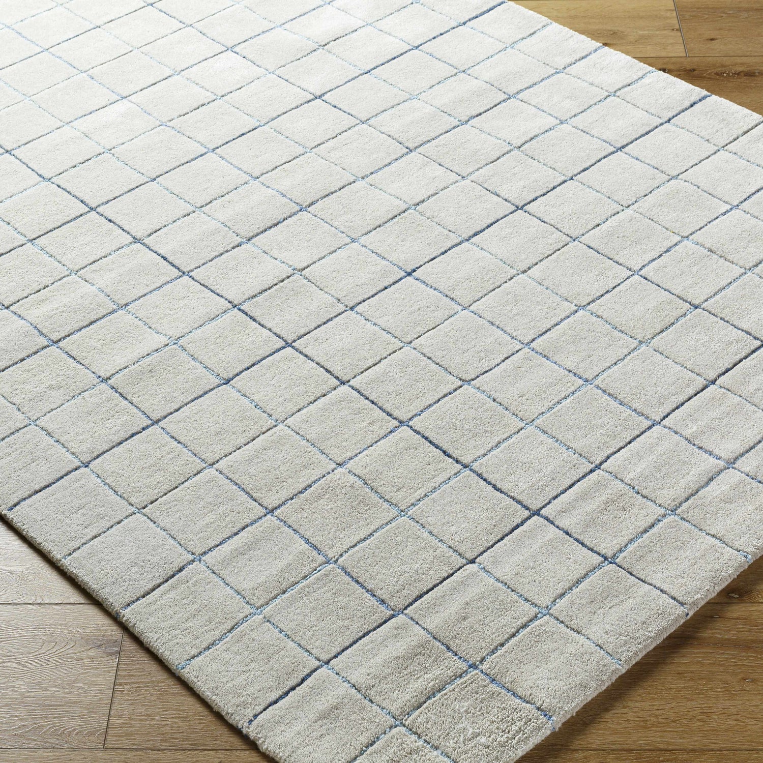 Toshi Beige Grid Wool Rug