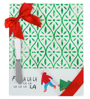 Christmas Glass Cutting Board with Spreader