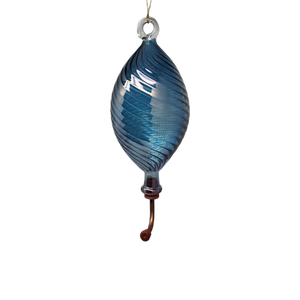 Blown Egyptian Glass Hummingbird Feeder - Blue