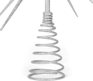 Silver Burst Tree Topper with Spike on Spring - 15 inch