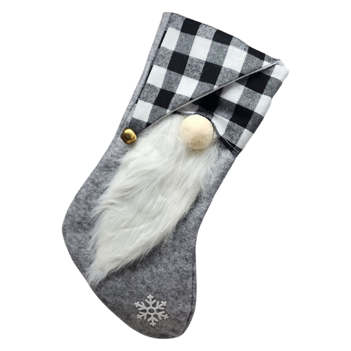 White Buffalo Plaid Gnome Stocking