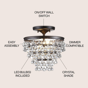 Toronto metal/crystal led flush mount - Tuesday Morning - Flush Mounts