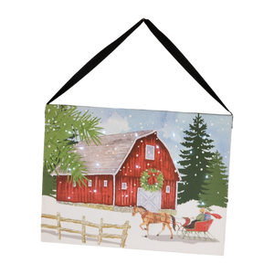 Fiber Optic Lighted Canvas Art - Horse Drawn Sleigh