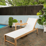 Trabuco coastal modern acacia wood mesh 3 - position outdoor chaise lounge set with side table - Tuesday Morning - Outdoor Chairs