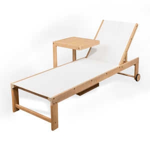 Trabuco coastal modern acacia wood mesh 3 - position outdoor chaise lounge set with side table - Tuesday Morning - Outdoor Chairs