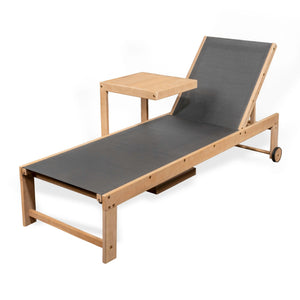 Trabuco coastal modern acacia wood mesh 3 - position outdoor chaise lounge set with side table - Tuesday Morning - Outdoor Chairs