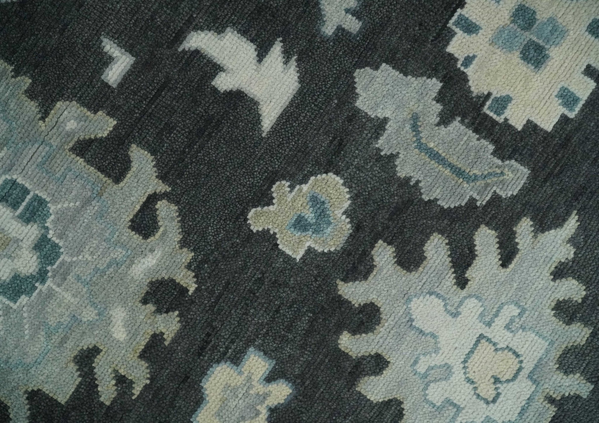 Antique look Black, Beige and Silver Hand Knotted Traditional Oushak Multi Size Wool Area Rug