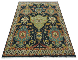 Traditional Blue and Gold Multi Sizes Antique Style Hand knotted Oushak Area Rug