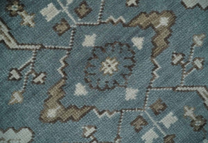 Traditional Blue, Ivory and Brown Oriental Oushak 8x10 wool Area Rug
