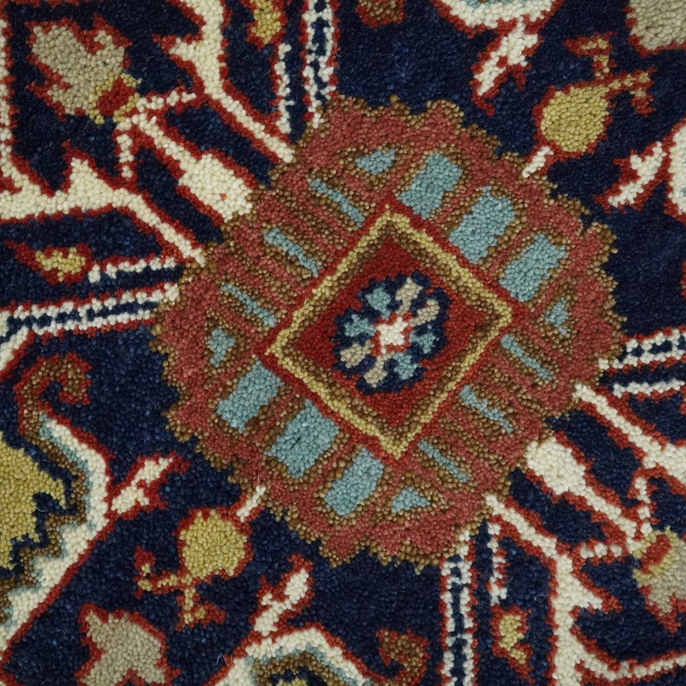 Traditional Blue, Rust and Ivory Heriz Serapi Hand knotted Multi Size wool Area Rug