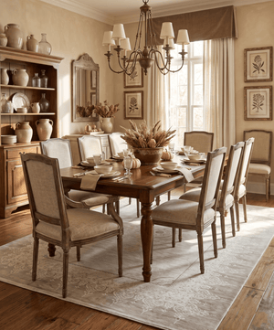 Traditional Brown and Ivory Antique Finish Art Silk Area Rug