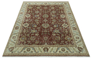 Traditional Design Red And Beige 8x10 Hand Knotted wool rug