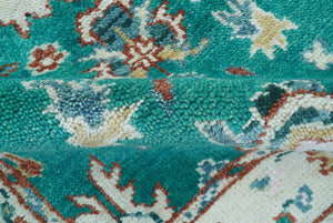 Traditional Design Teal Hand knotted 4x6 Wool Area Rug