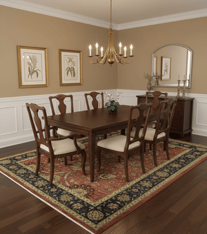 Traditional Fine Turkish design Rust And Beige 8x10 Hand Knotted Wool Area Rug