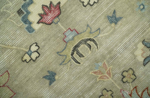 Traditional Floral 8x10 Beige Hand Tufted Oriental distressed wool area rug