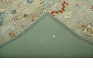 Traditional Floral 8x10 Beige Hand Tufted Oriental distressed wool area rug