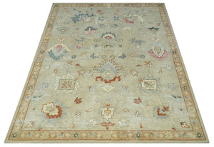 Traditional Floral 8x10 Beige Hand Tufted Oriental distressed wool area rug