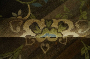 Traditional Floral Green, Beige, Brown and Teal Fine Hand knotted wool Area Rug