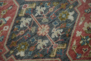 Traditional Floral Rust, Charcoal and Ivory Hand knotted 8x10 wool Area Rug