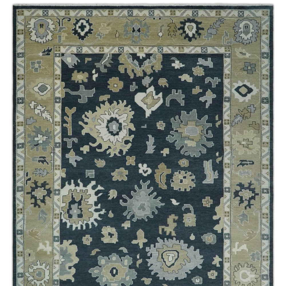Traditional Hand Knotted Green, Beige, Silver and Ivory Multi Size Oushak Wool Area Rug