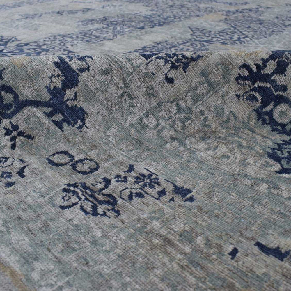 Modern Abstract Design Gray Wool And Bamboo Silk 8x10 Area Rug