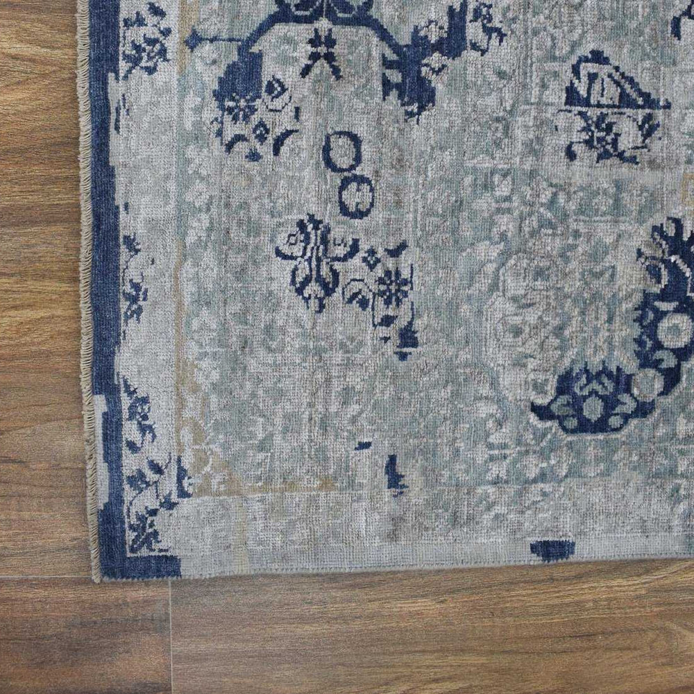 Modern Abstract Design Gray Wool And Bamboo Silk 8x10 Area Rug