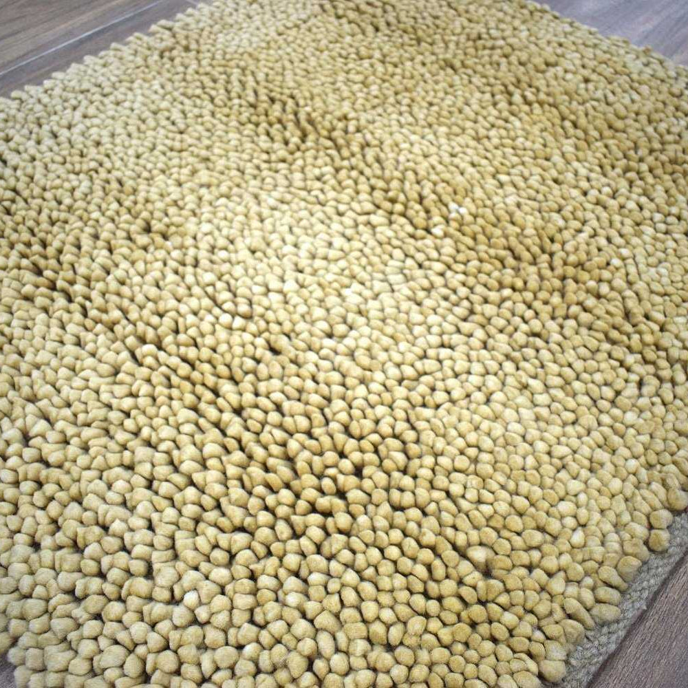 Modern Style Gold Handmade Wool 3x3 Area Rug