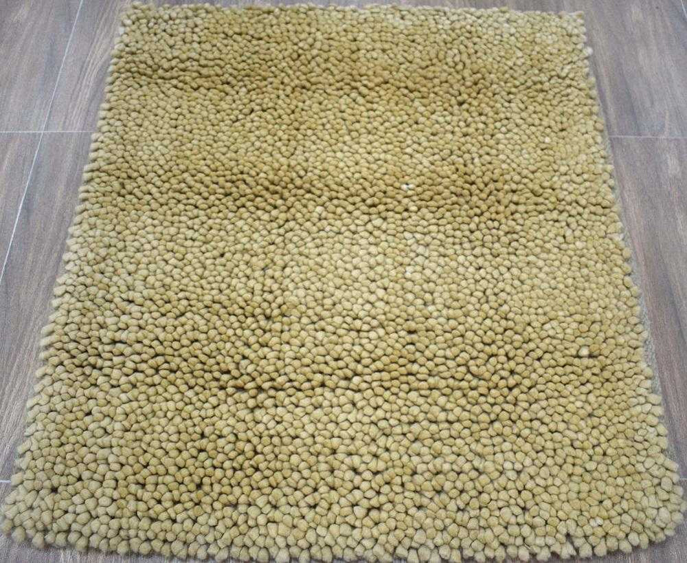 Modern Style Gold Handmade Wool 3x3 Area Rug