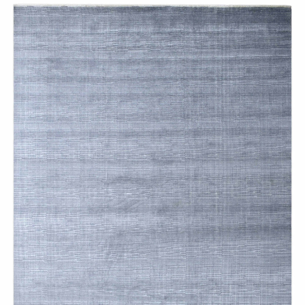 Modern Solid Design Blue Hand Knotted Wool 8x10 Area Rug