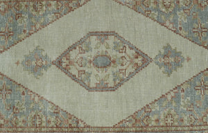 Traditional Heriz Design Beige And Blue Hand Knotted 3x5 Wool Area Rug