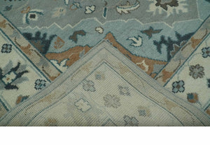 Traditional Heriz Gray and Ivory 7x9 and 8x10 Floral Hand Knotted wool Area Rug