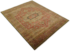 Traditional Heriz Design Rust And Brown Hand Knotted Fine Wool Area Rug