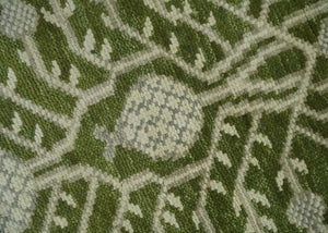 Traditional Khotan Design Hand knotted Green and Ivory 8x10 wool Area Rug