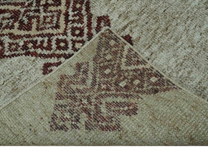 Traditional Large design 5x8 Olive, Silver and Brown Hand knotted wool area rug