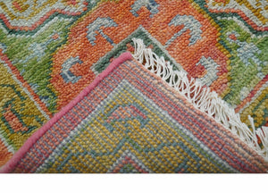 Traditional Mamluk Design Orange Hand knotted 8x10 Wool Rug